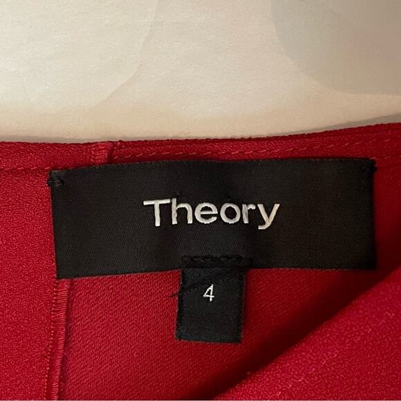 Theory Candy Apple Red Ruffled Party Date Night Dress NWOT Size 4 - Picture 10 of 14